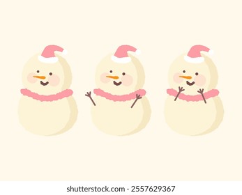 cute pink winter snowman christmas card cute character xmas