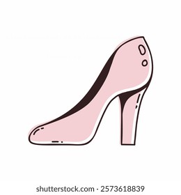 Cute pink women high heeled shoe. illustration for design of postcards.