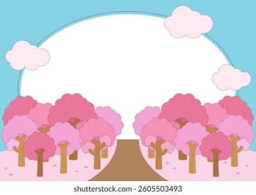 cute pink wood in spring season theme frame, vector illustration