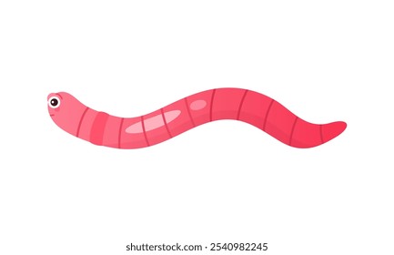 Niedlicher rosa Wurm kriechend, komisch lustig glänzend Regenwurm in Boden Vektorgrafik