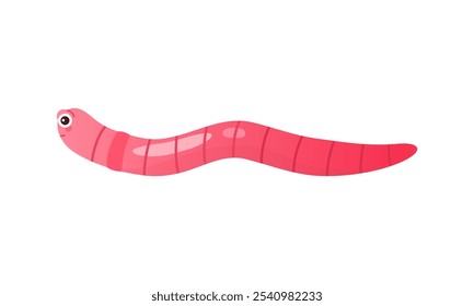 Niedliche rosa Wurm kriechen in gekrümmter Pose, Kreatur des Gartenbodens Vektorgrafik