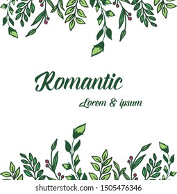 Cute pink wreath frame, for design wedding card romantic. Vector