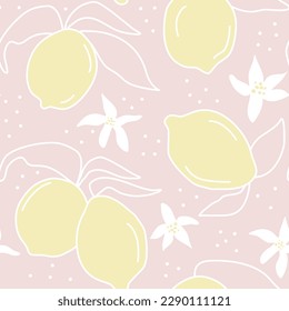 limones amarillos lindos sin soldadura de patrón vectorial ilustración de fondo
