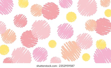 Cute pink and yellow polka-dot background with hand-drawn crayon touch.