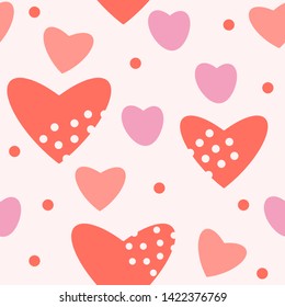 Cute pink,purple,orange heart seamless background,vector illustration.Sweet romantic valentines's day concept for paper wrapping,wallpaper,template,textile,wedding card.