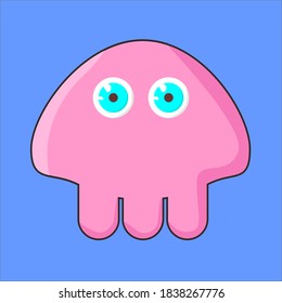 Cute Pinky Jellyfish Vector Art