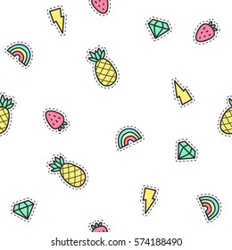 Cute pins background. Vector hand drawn seamless pattern. 