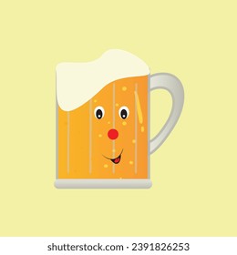 Cute pint of beer character cartoon style on white background