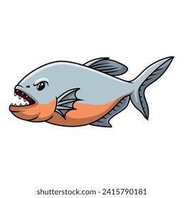 Cute piranha cartoon a swimming