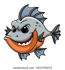 Cute piranha cartoon a swimming