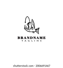 cute piranha fish logo cartoon icon modern illustration