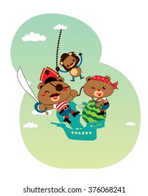 Cute pirate of animals.