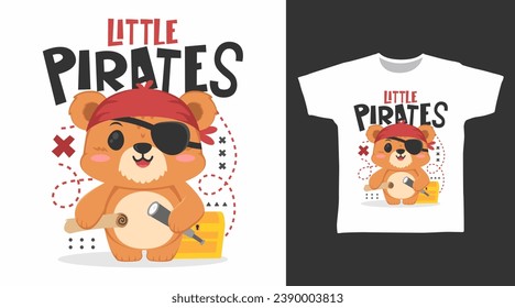 Cute Pirate Bear tshirt art fashion designs.