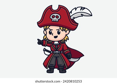 Cute Pirate Cartoon Character Illustration