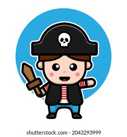 Cute pirate Cartoon Vector Icon Illustration. people illustration Concept