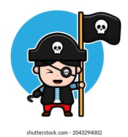 Cute pirate Cartoon Vector Icon Illustration. people illustration Concept
