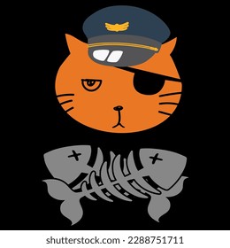 Cute pirate cat t-shirt design