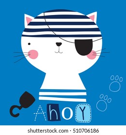 cute pirate cat vector illustration