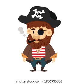 Cute pirate character cartoon vector eps10