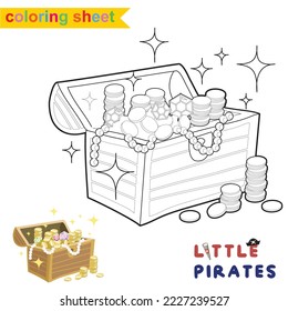 Cute pirate coloring page. Educational printable coloring worksheet. Coloring game for preschool children. Vector outline for coloring sheet.