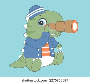 cute pirate dinosaur, cute sailor dinosaur