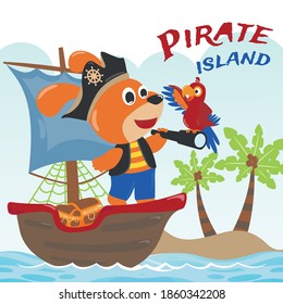 cute pirate dog vector illustration with cartoon style. Creative vector childish background for fabric, textile, nursery wallpaper, poster, card, brochure. and other decoration.