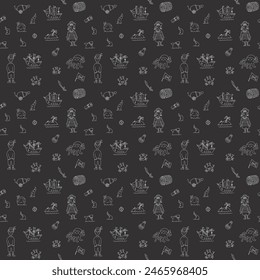 Cute Pirate elements Seamless Pattern. Cartoon items Pirate and objects. background. Vector illustration.