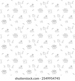 Cute Pirate elements Seamless Pattern. Cartoon items Pirate and objects. background. Vector illustration.