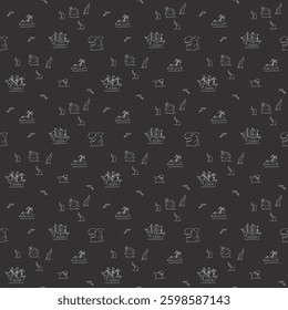 Cute Pirate elements Seamless Pattern. Cartoon items Pirate and objects. background. Vector illustration.