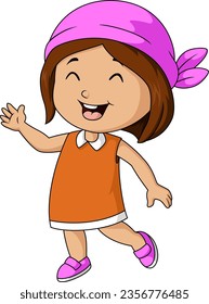 Cute pirate girl cartoon on white background