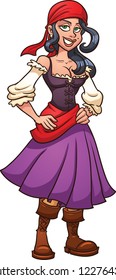 Cute pirate girl. Vector clip art illustration with simple gradients. All in a single layer.