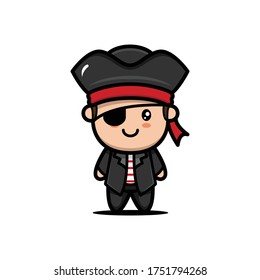 Cute pirate Halloween costume design illustration