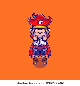 cute pirate monkey illustration, suitable for a cute pirate monkey mascot or monkey t-shirt design