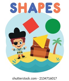 Cute pirate on the theme of shapes for kids