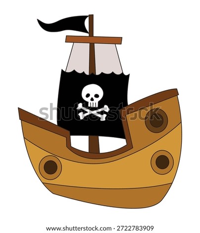 Cute pirate ship isolated on a white background