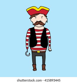 Cute pirate in sketch style. Vector illustration