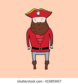 Cute pirate in sketch style. Vector illustration