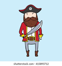 Cute pirate in sketch style. Vector illustration