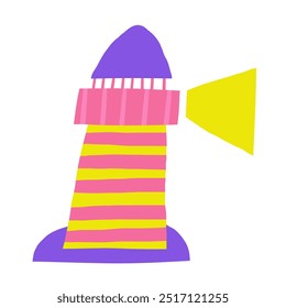Bela composição tema pirata, cartão postal com engraçado mão desenhada farol doodle, ilha. Marinho, náutico caribenho bandido impressão, tampa