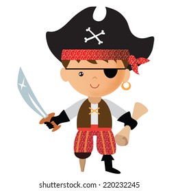 Cute Pirate Vector Illustration Stock Vector (Royalty Free) 220232245