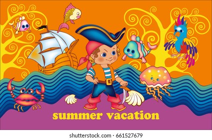 Cute pirate. Vector illustration