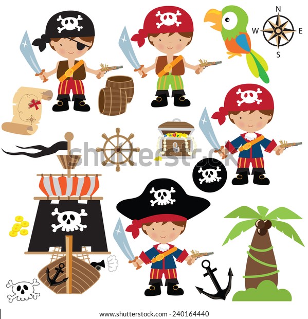 Cute Pirate Vector Illustration Stock Vector (Royalty Free) 240164440 ...