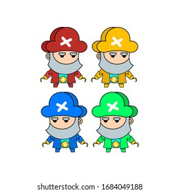 cute pirate vector set colour