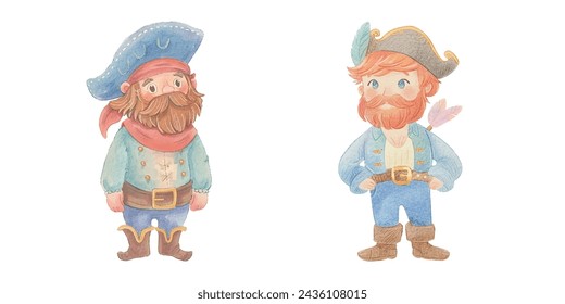 cute pirate watercolour vector illustration