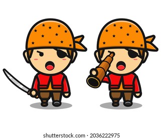 cute pirates boy with sword cartoon