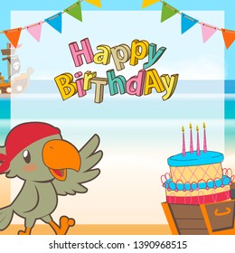 cute pirates cartoon birthday background
