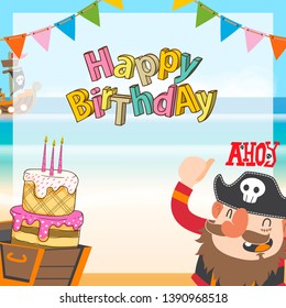 cute pirates cartoon birthday background