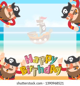 cute pirates cartoon birthday background