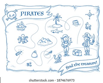 Cute pirate's treasure map