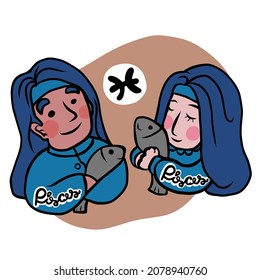 Dibujo vectorial de Cute Pisces Horoscope